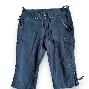 Harley Davidson Women’s 8 Black Cargo Capri Cropped Motorcycle Y2k Goth Grunge